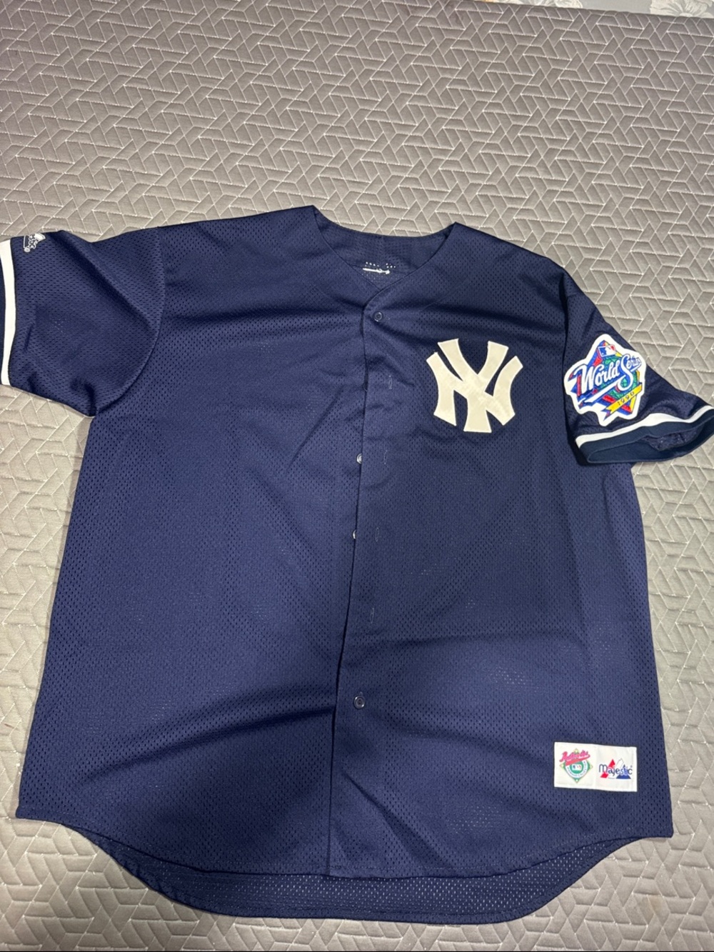 New York Yankees Navy Button-Up Jersey with World Series Patch